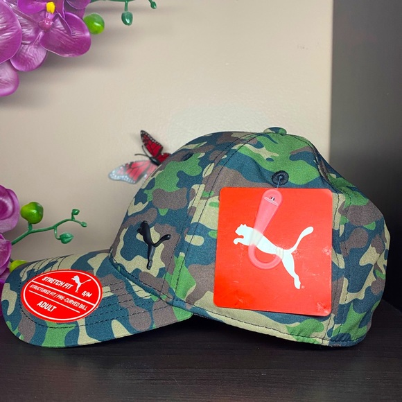 PUMA ADULT HAT S/M GREEN BROWN CAMO NWT - Picture 6 of 7